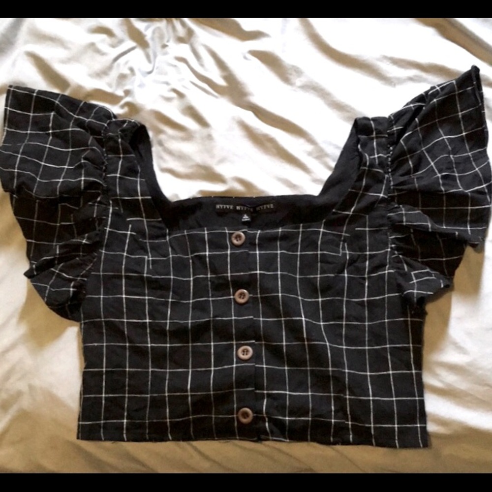 NWOT Grid Print Crop Top